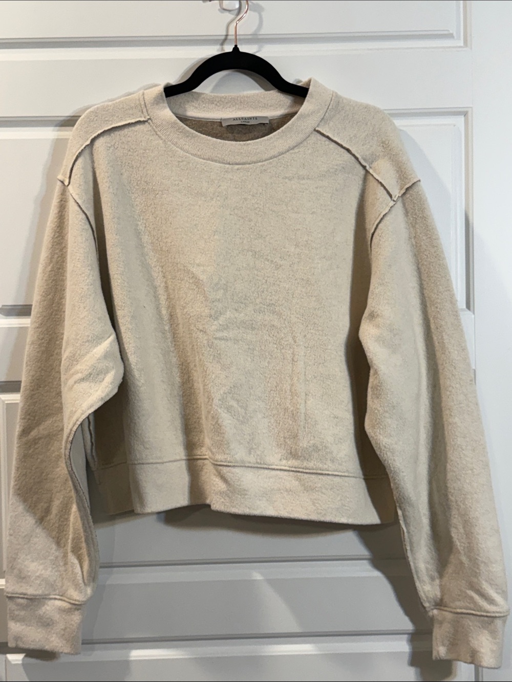 Allsaints oversize fuzzy crop sweatshirt large